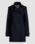Blue Charlotte denim trench coat by Veronica De Piante, stylish jacket with classic design and button details.