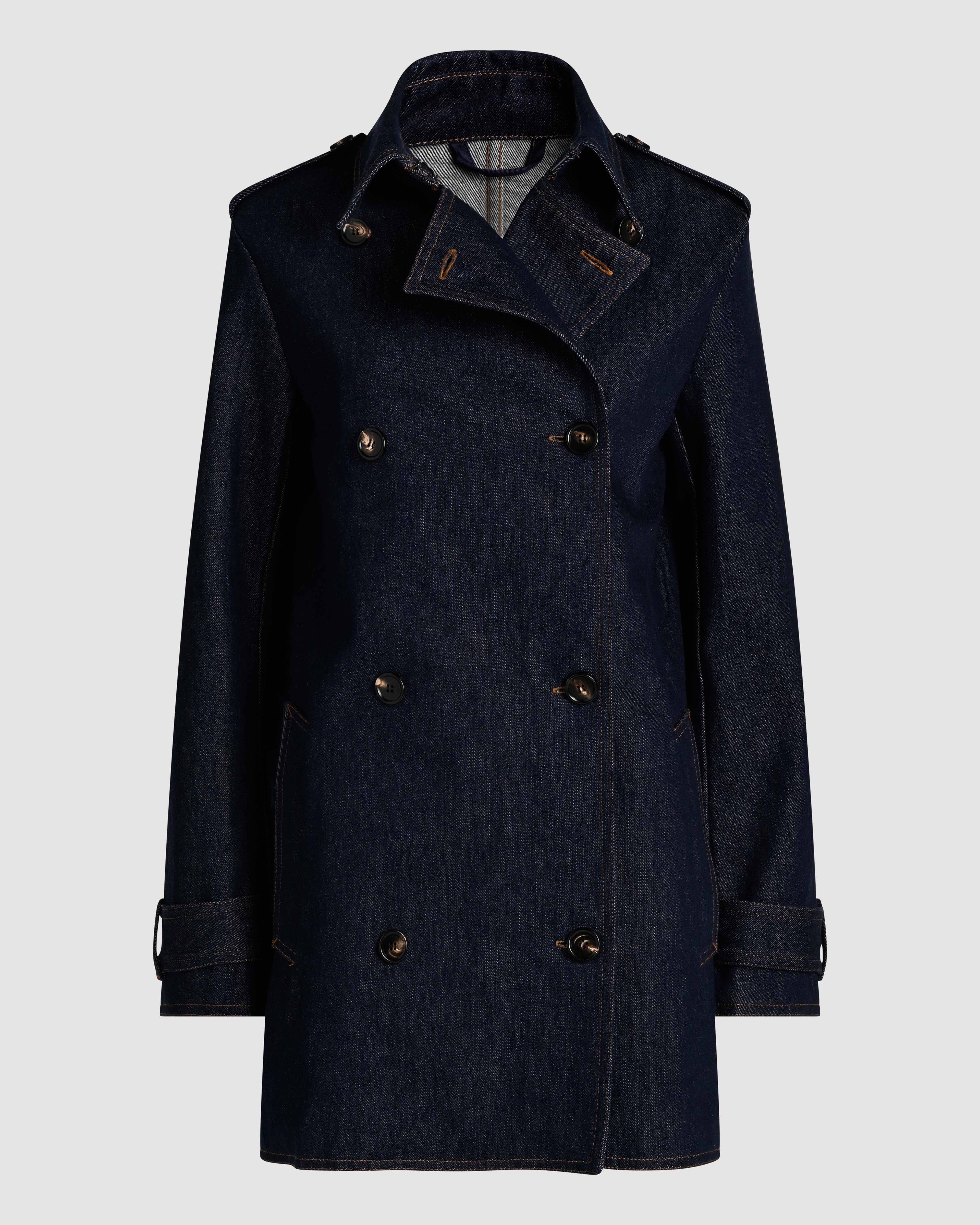 Charlotte Trench in Denim, Blue