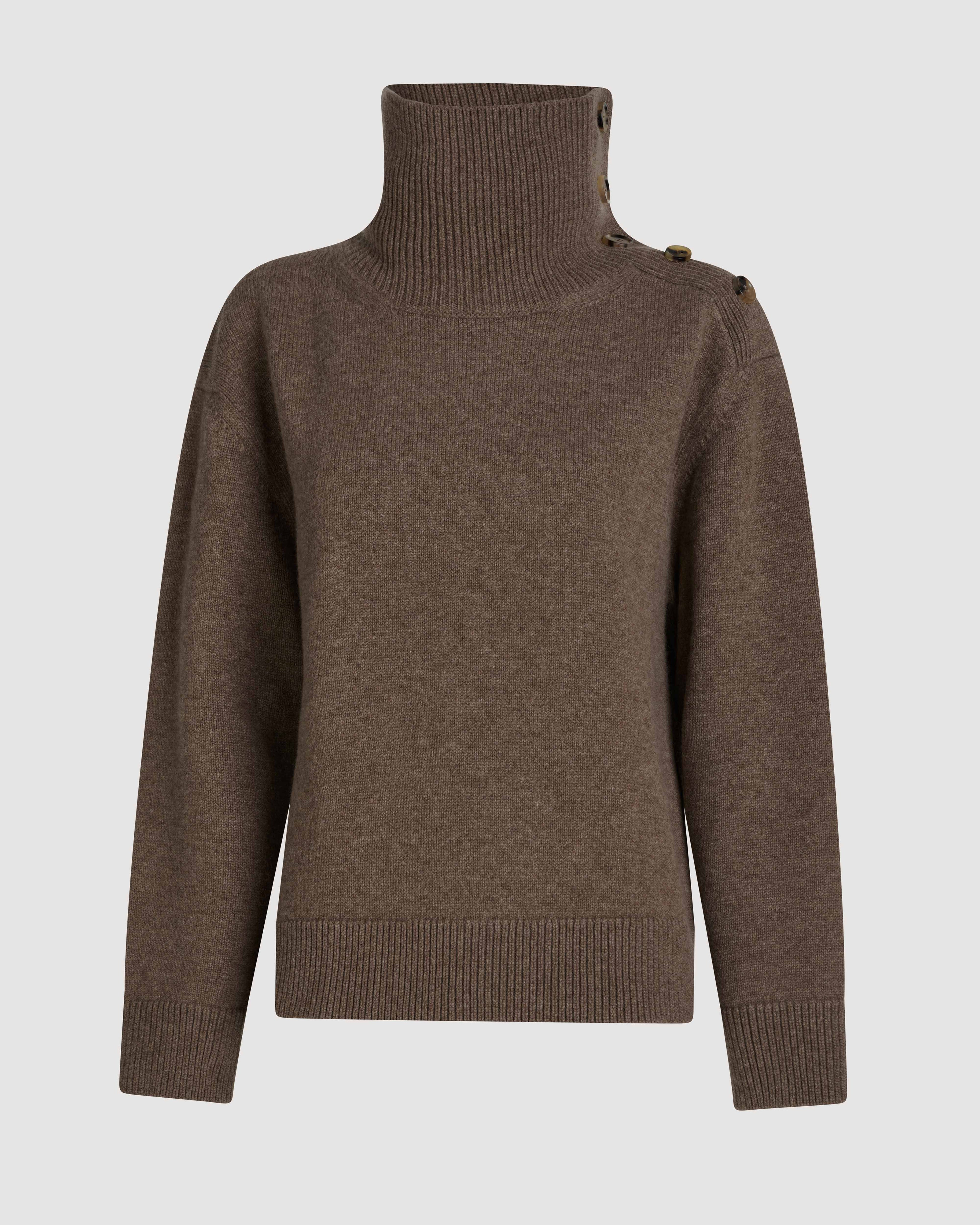 Veronica De Piante Cielo Wool Cashmere Knitwear Sweater in camel color, soft and cozy with a classic crewneck design.