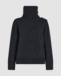 Veronica De Piante Cielo wool cashmere knit sweater in charcoal, shown on a model, highlighting its cozy, stylish design.