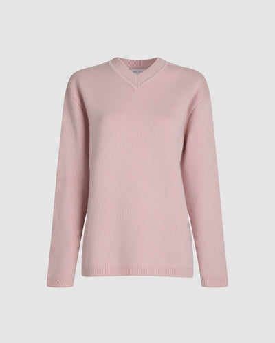 Pink Veronica De Piante Elara Cashmere Sweater, soft knitwear with a cozy fit, displayed on a plain background.