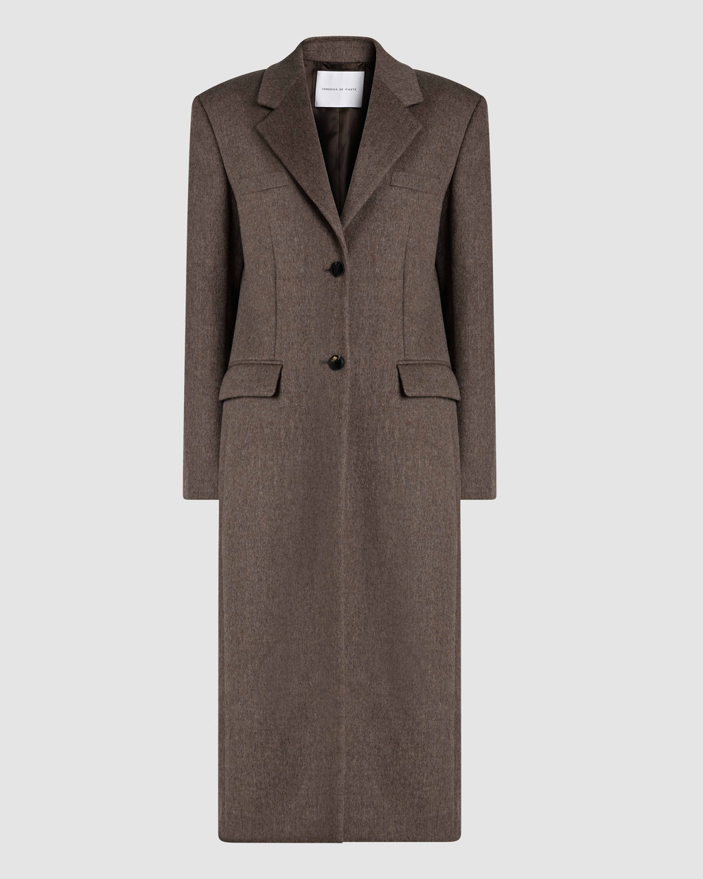 Veronica De Piante Freya Wool Cashmere Coat in Oatmeal, stylish and cozy coat with a tailored fit and soft fabric texture.