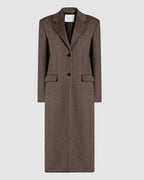 Veronica De Piante Freya Wool Cashmere Coat in Oatmeal, stylish and cozy coat with a tailored fit and soft fabric texture.