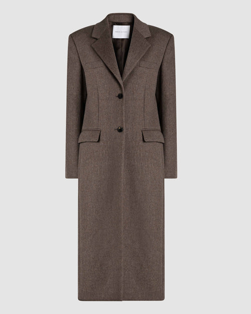 Veronica De Piante Freya Wool Cashmere Coat in Oatmeal, stylish and cozy coat with a tailored fit and soft fabric texture.