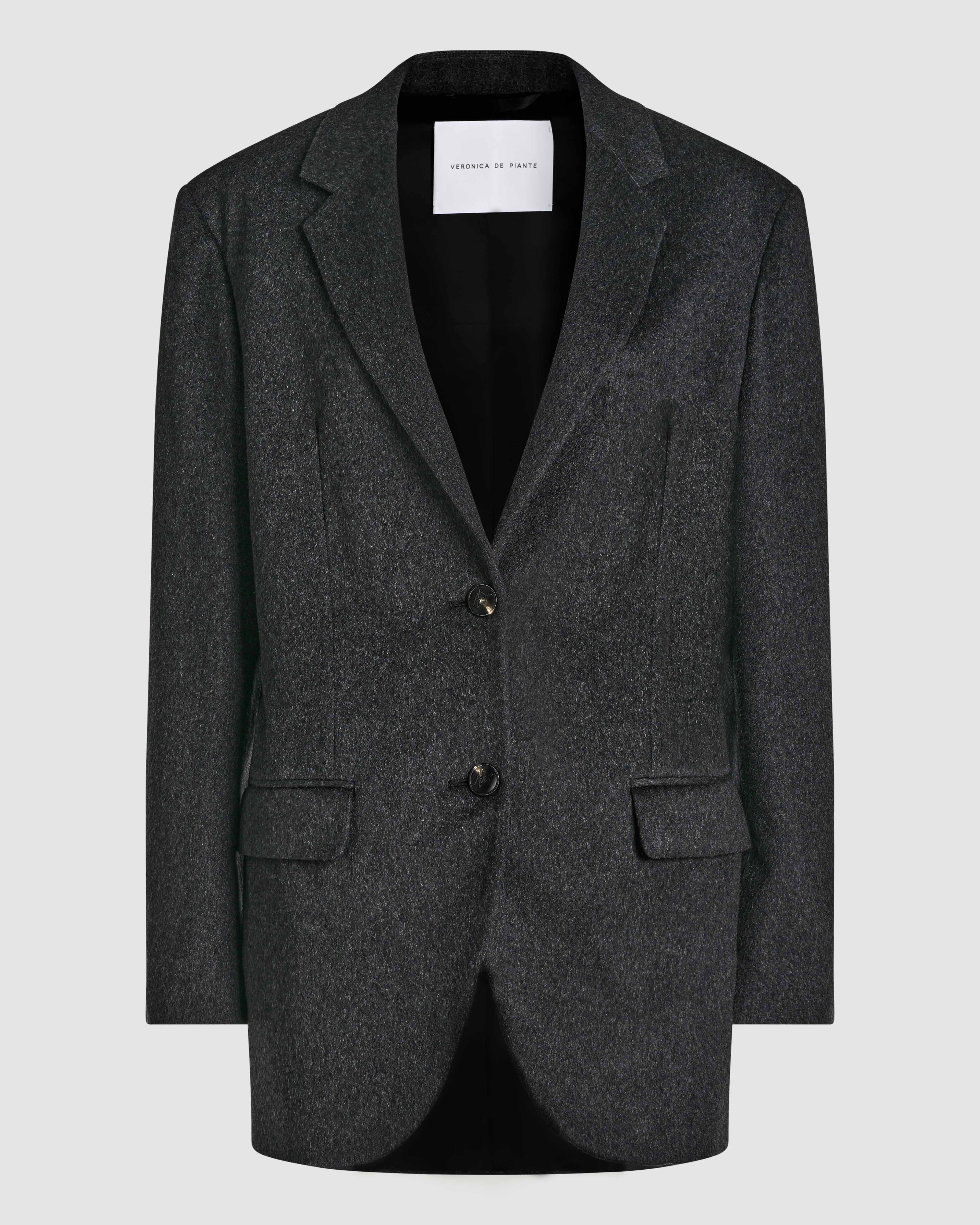 Veronica De Piante Gio Cashmere Jacket in grey, stylish coat with a sleek design and soft texture, perfect for cold weather.