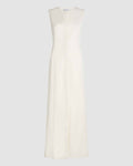Off-white silk Hana dress by Veronica De Piante, elegant sleeveless dress with flowing fabric and subtle detailing.