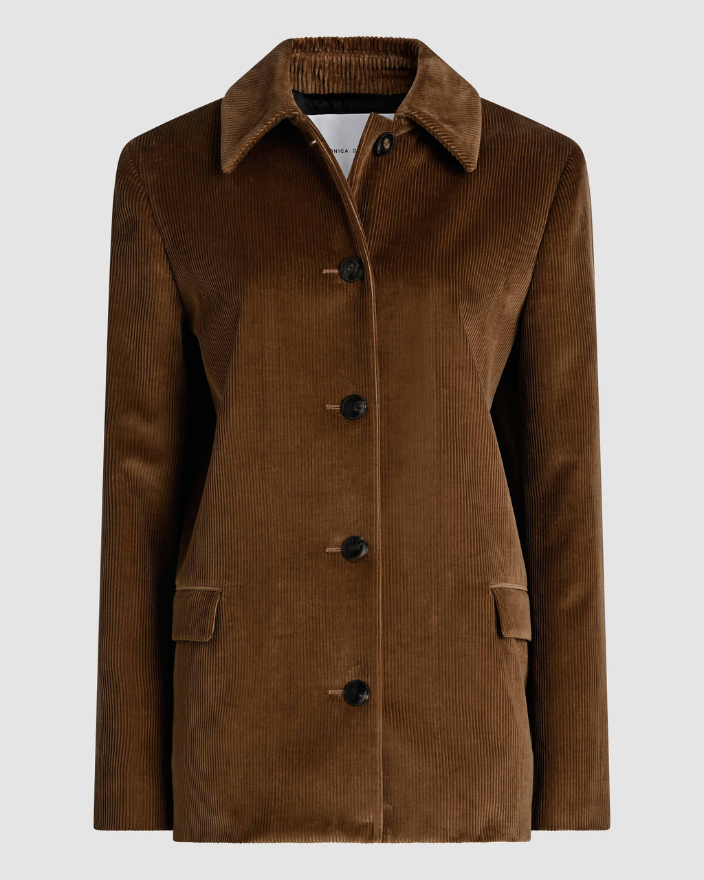 Veronica De Piante Klara Corduroy Jacket in camel, stylish coat with textured fabric and classic design for casual wear.