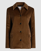Veronica De Piante Klara Corduroy Jacket in camel, stylish coat with textured fabric and classic design for casual wear.
