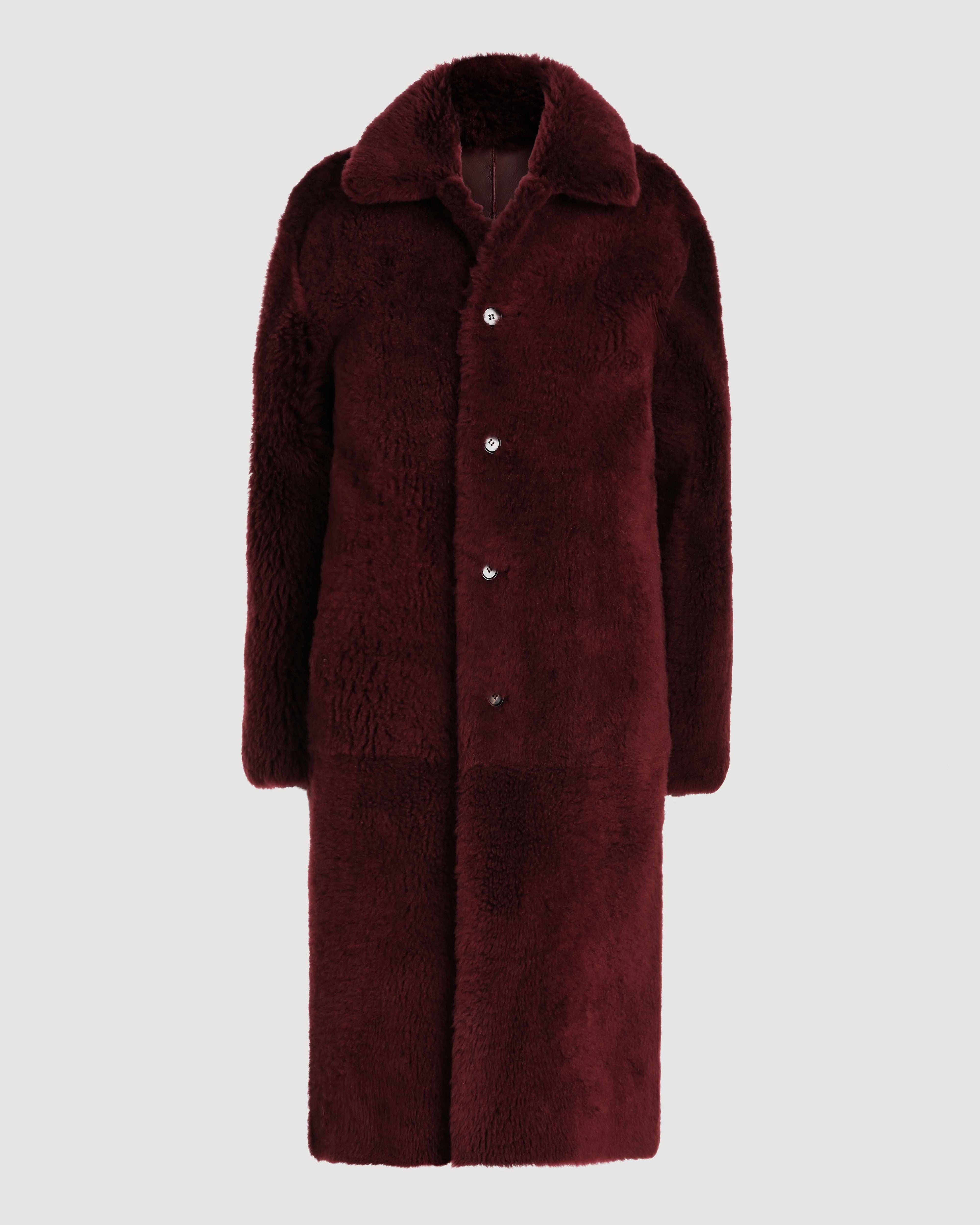 Romy Coat in Shearling, Red