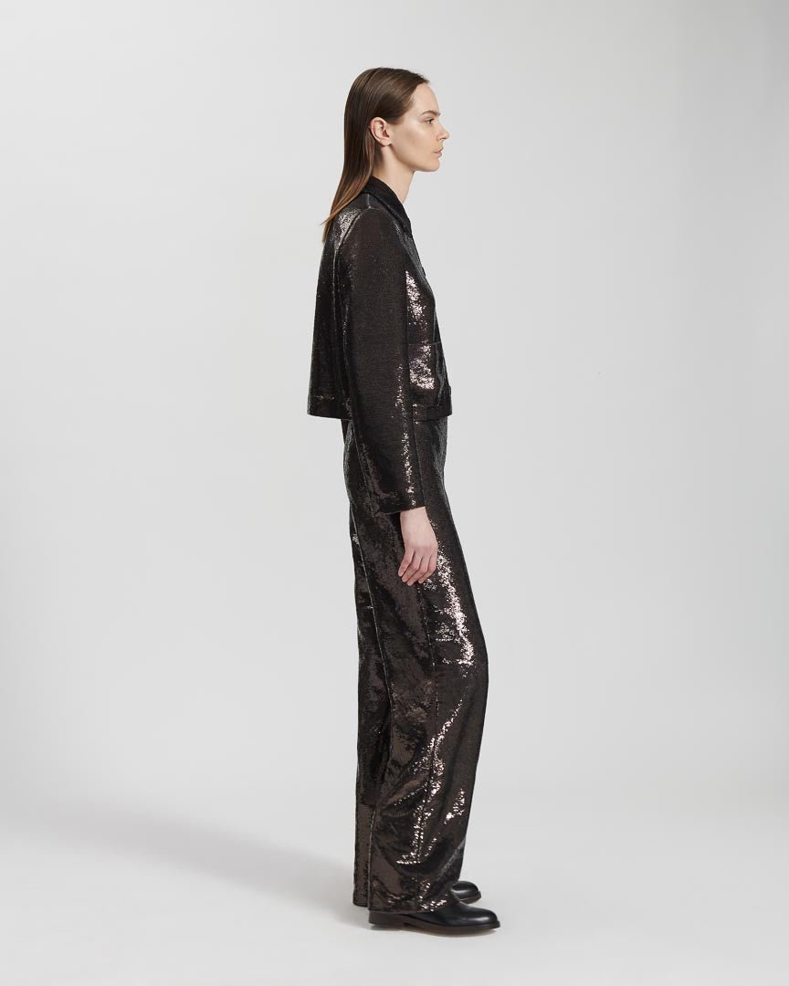 Ines Jacket in Sequin, Chocolate - Veronica De Piante