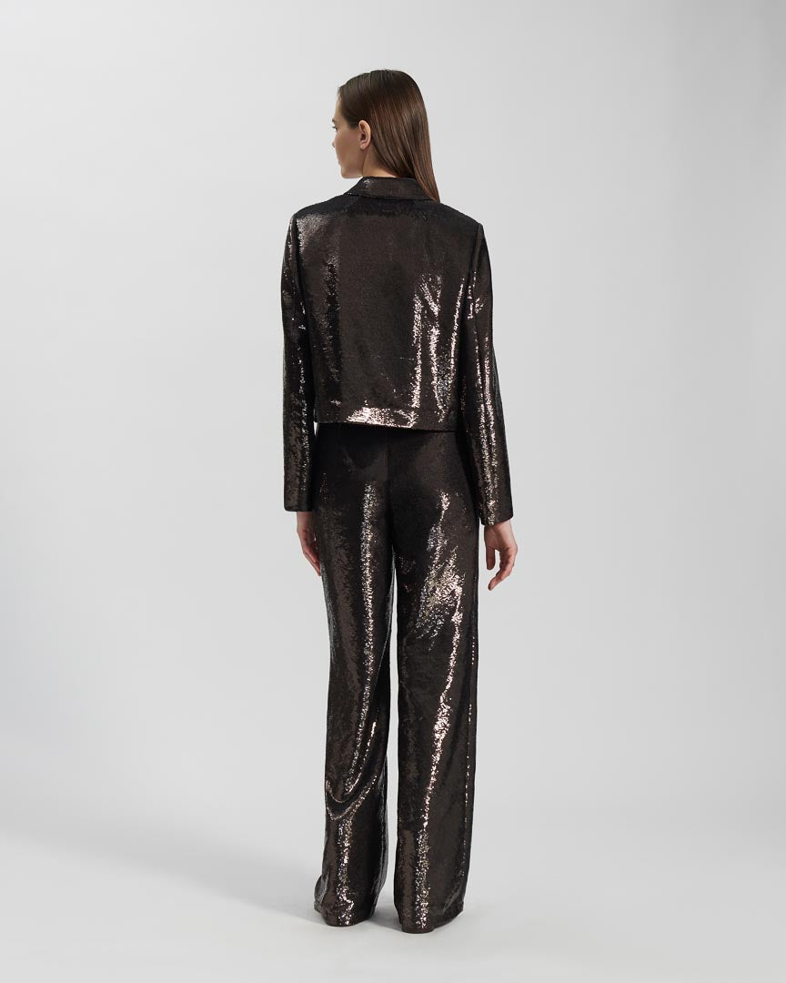Ines Jacket in Sequin, Chocolate - Veronica De Piante