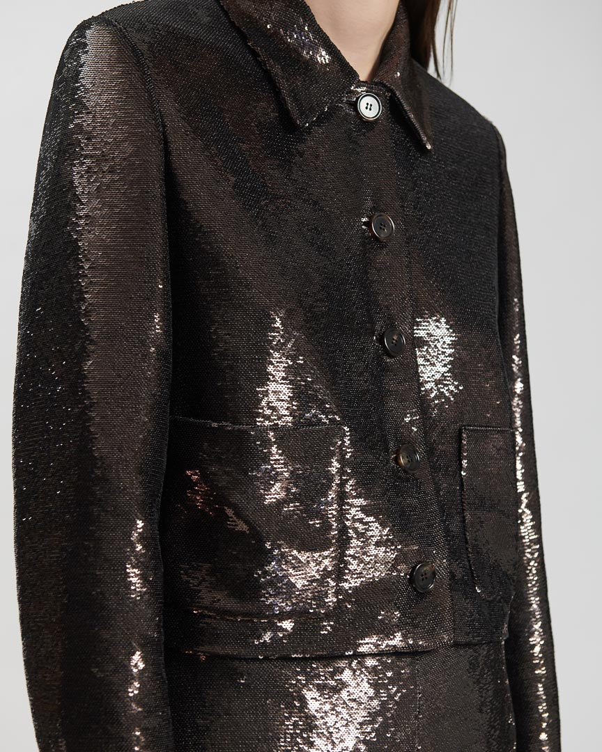 Ines Jacket in Sequin, Chocolate - Veronica De Piante