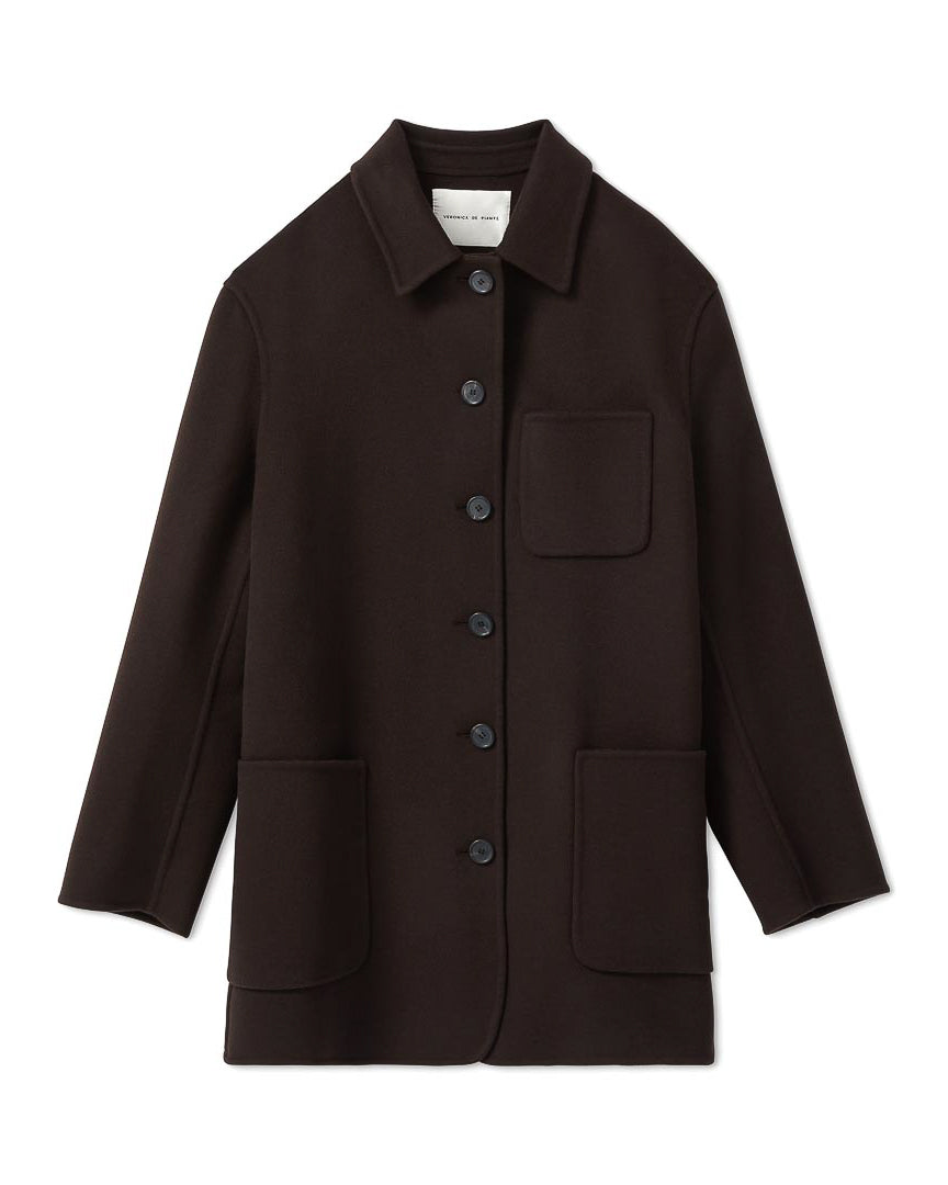 Amaia Jacket in Double Cashmere, Chocolate - Veronica De Piante