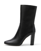 Gaia Heeled Ankle Boots in Leather, Black - Veronica De Piante