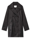Kyra Coat in Washed Silk Taffeta, Black