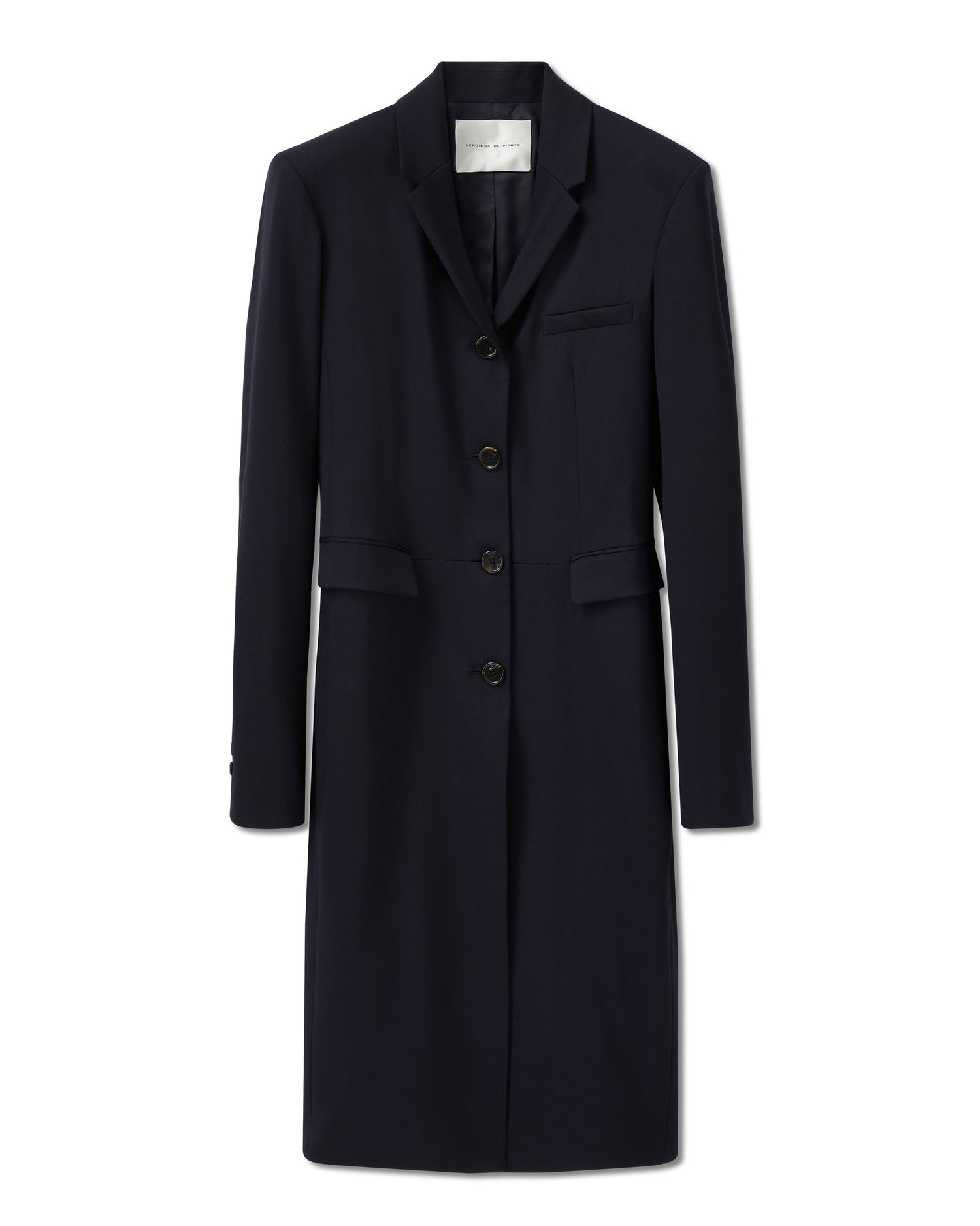 Manon Coat in Starched Wool, Navy