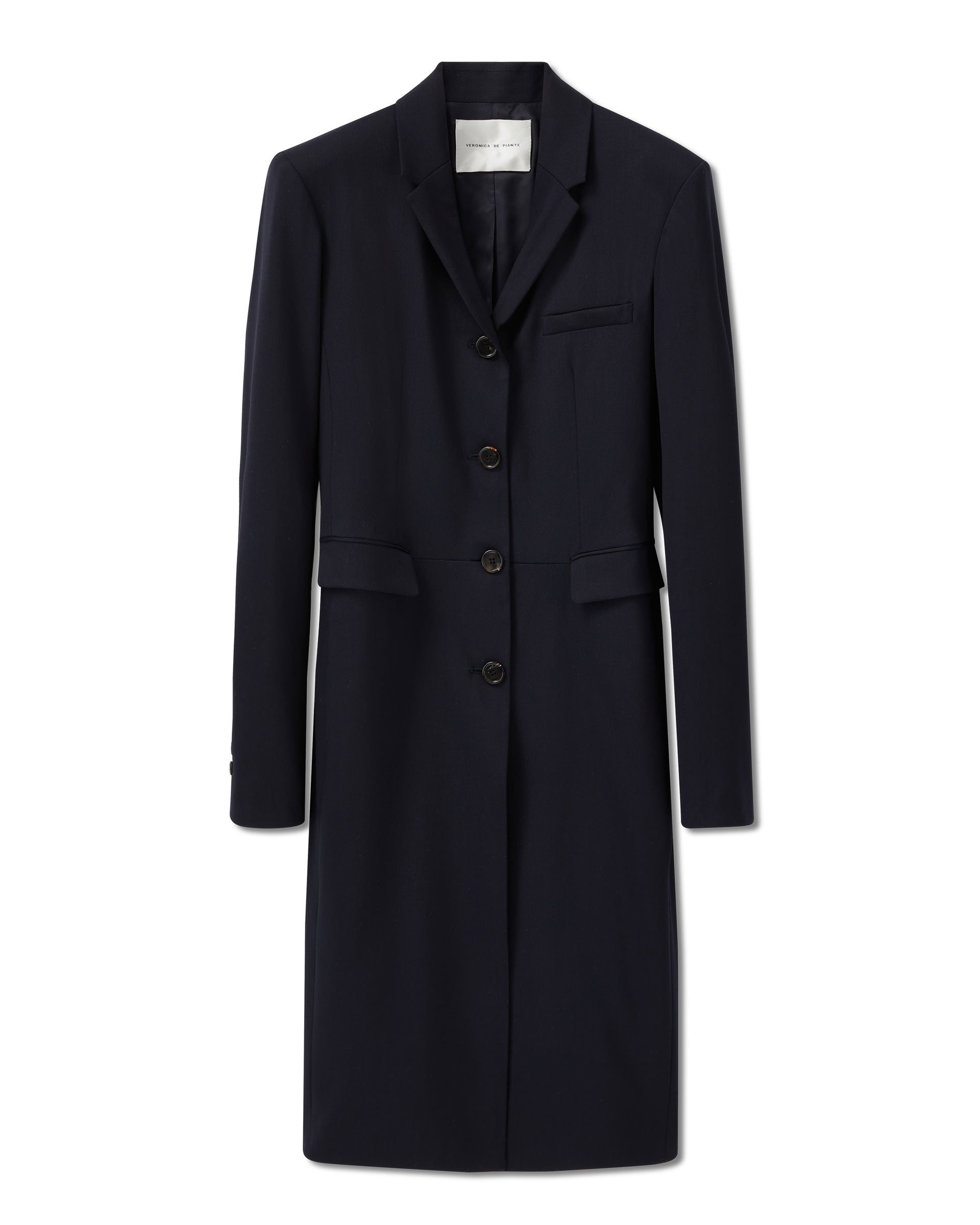 Manon Coat in Starched Wool, Navy