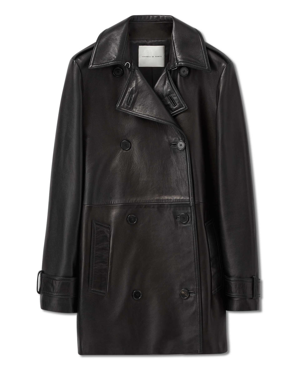 Charlotte Trench in Leather, Black
