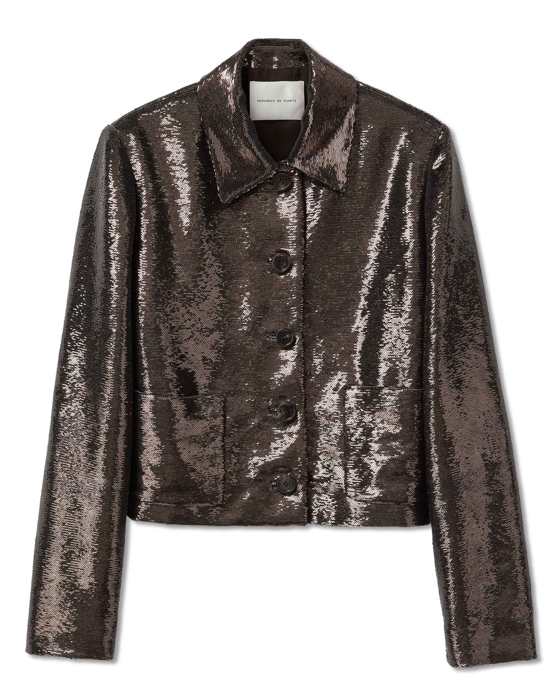 Ines Jacket in Sequin, Chocolate - Veronica De Piante