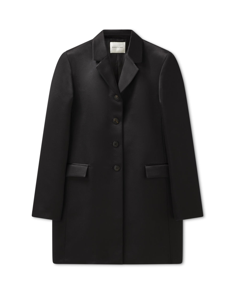 Lou Coat in Duchess Silk, Black