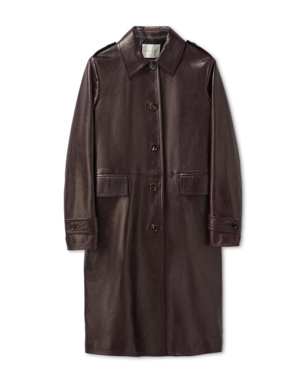 June Coat in Leather, Plum