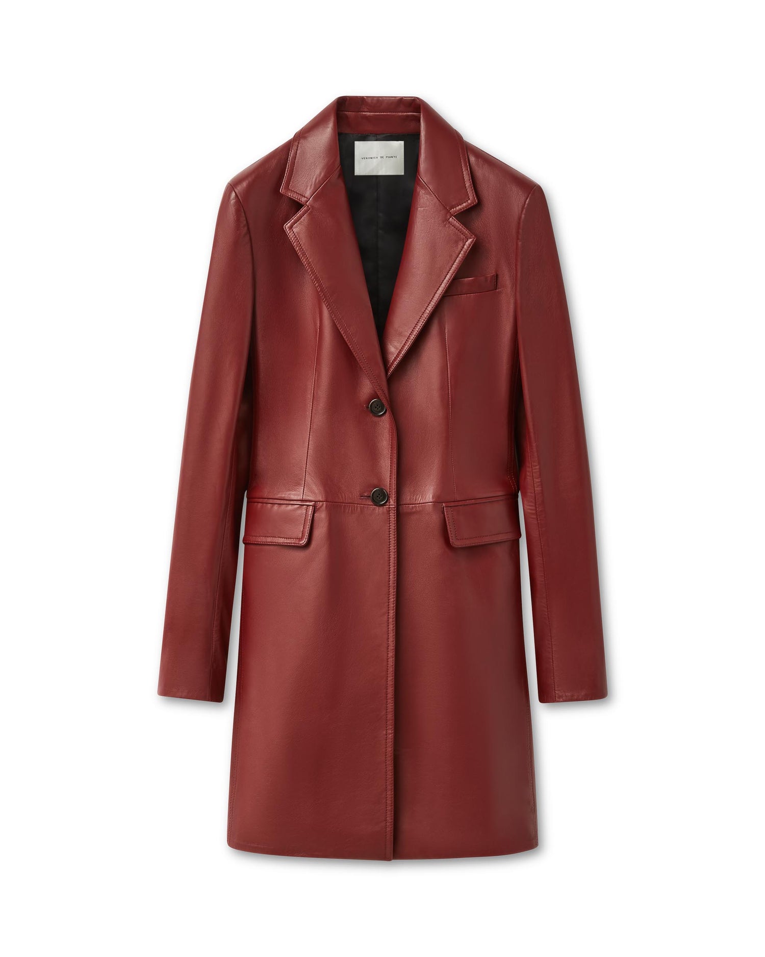 Stephanie Coat in Nappa Leather, Burgundy