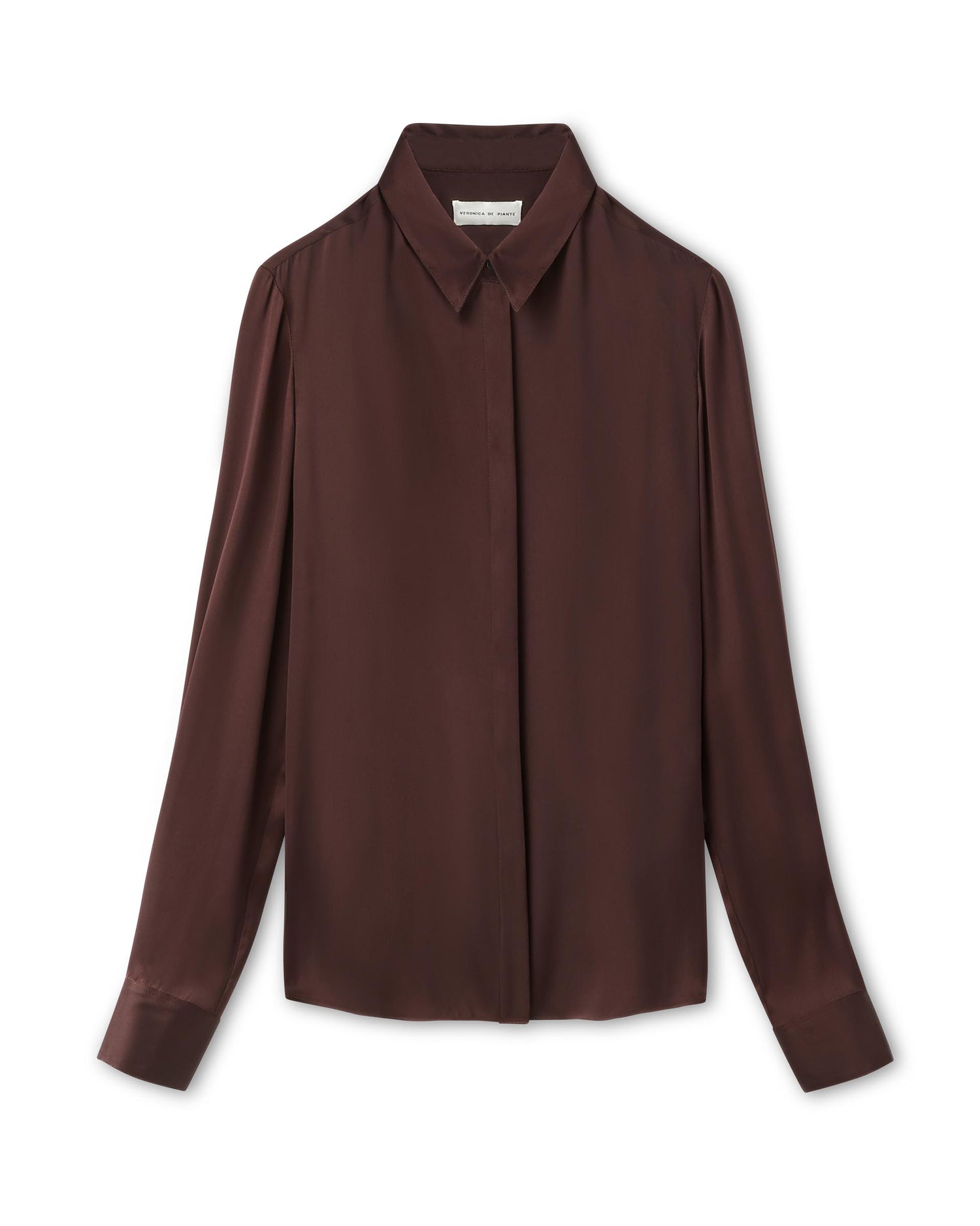Camille Shirt in Washed Silk, Plum
