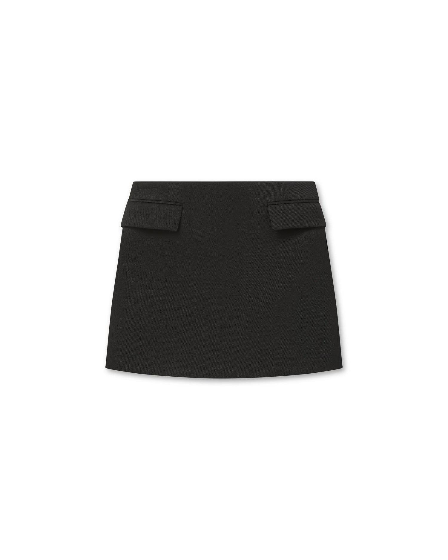 Cecily Skirt With Pockets in Wool Twill, Black