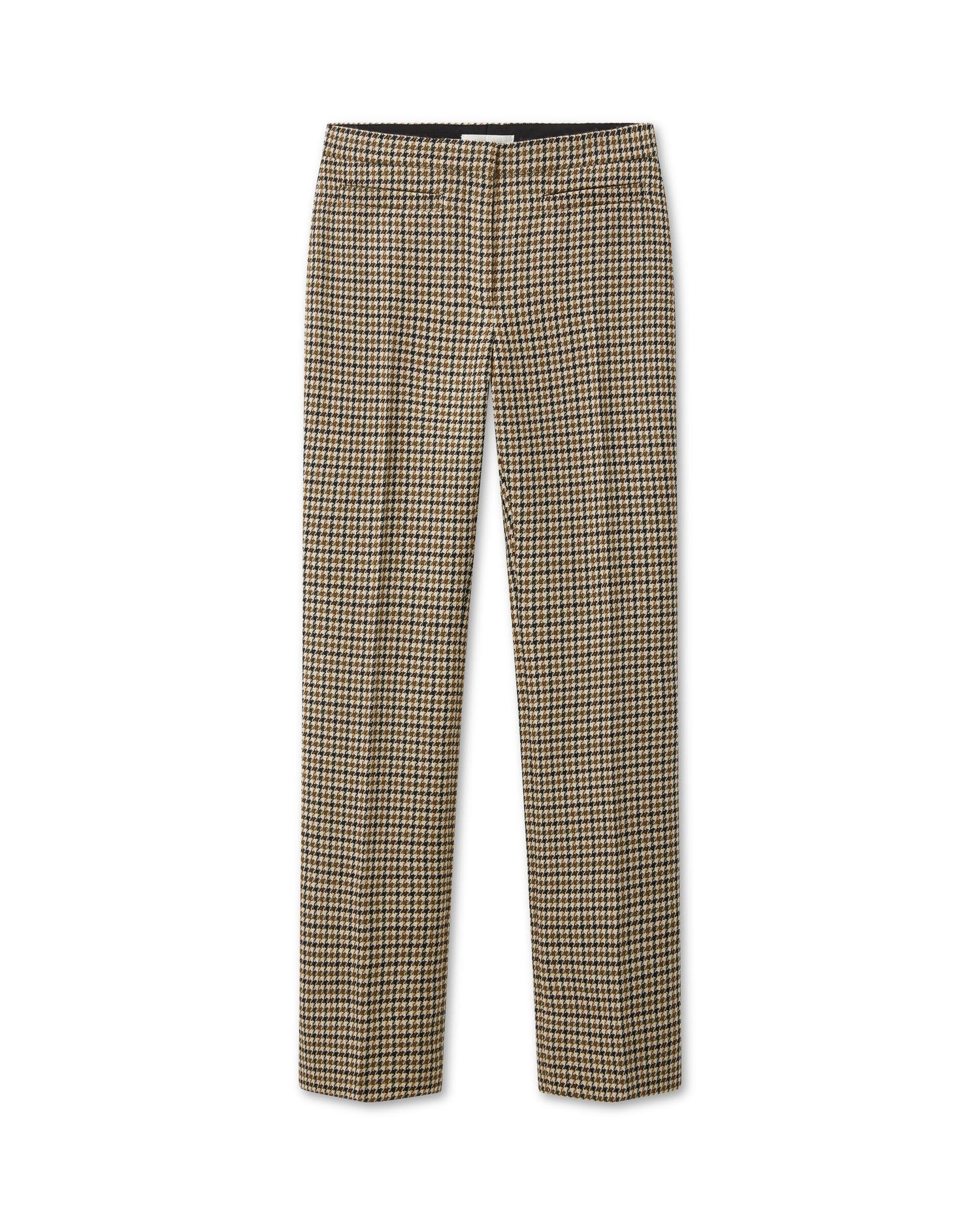 Riley Trousers in Wool, Brown Houndstooth