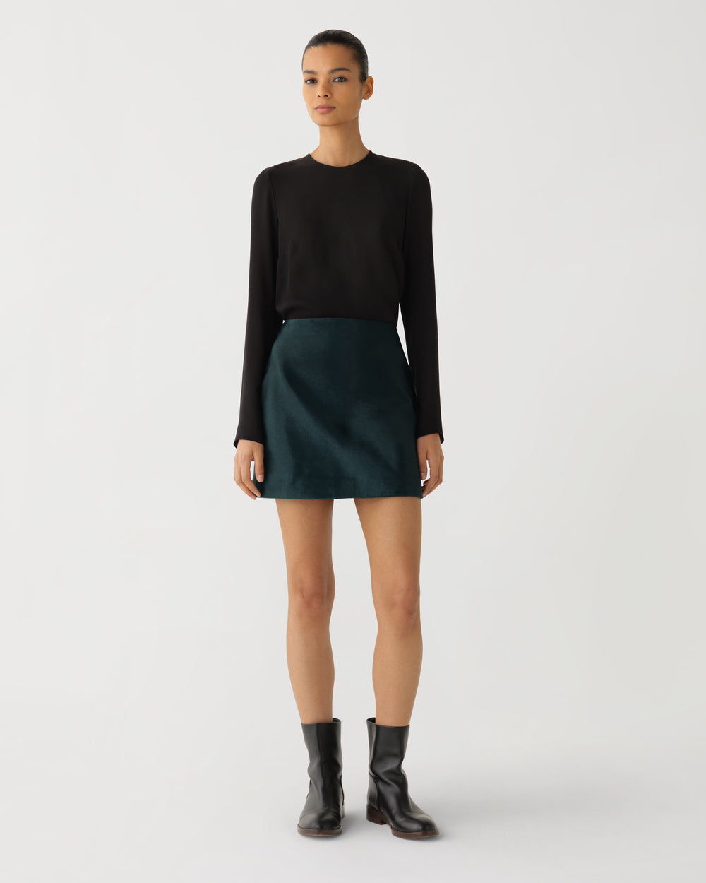 Cecily Skirt in Calf Hair, Emerald Green