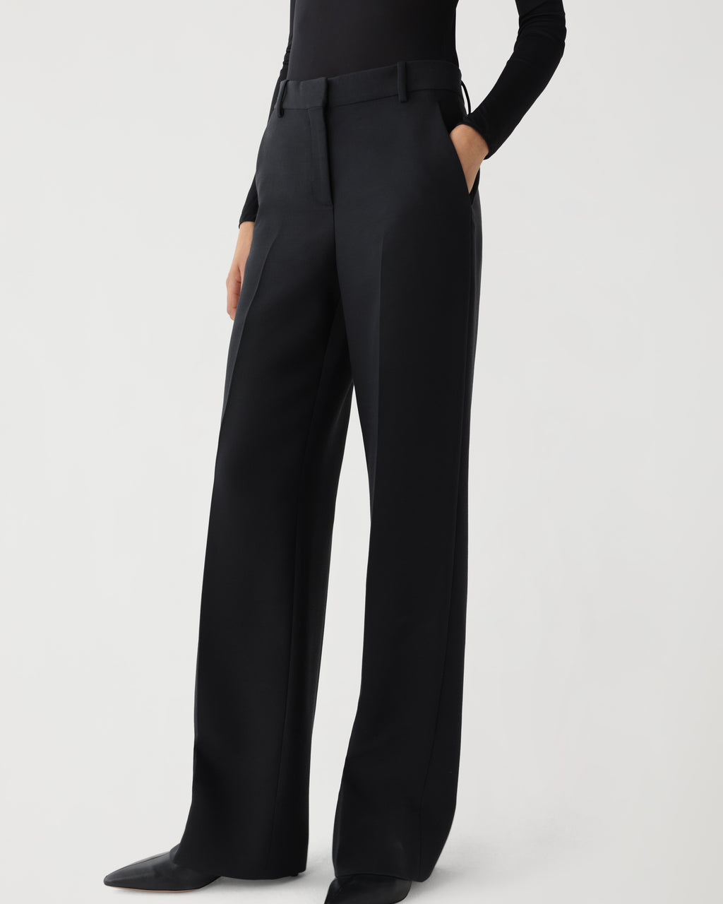 Anya Trousers in Wool Viscose, Black - Veronica De Piante
