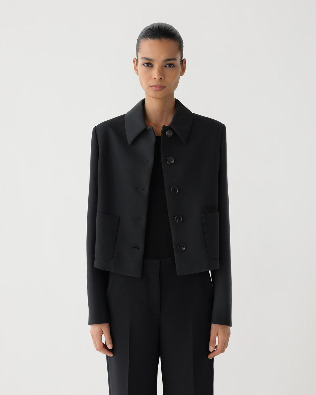 Ines Jacket in Wool Viscose, Black - Veronica De Piante
