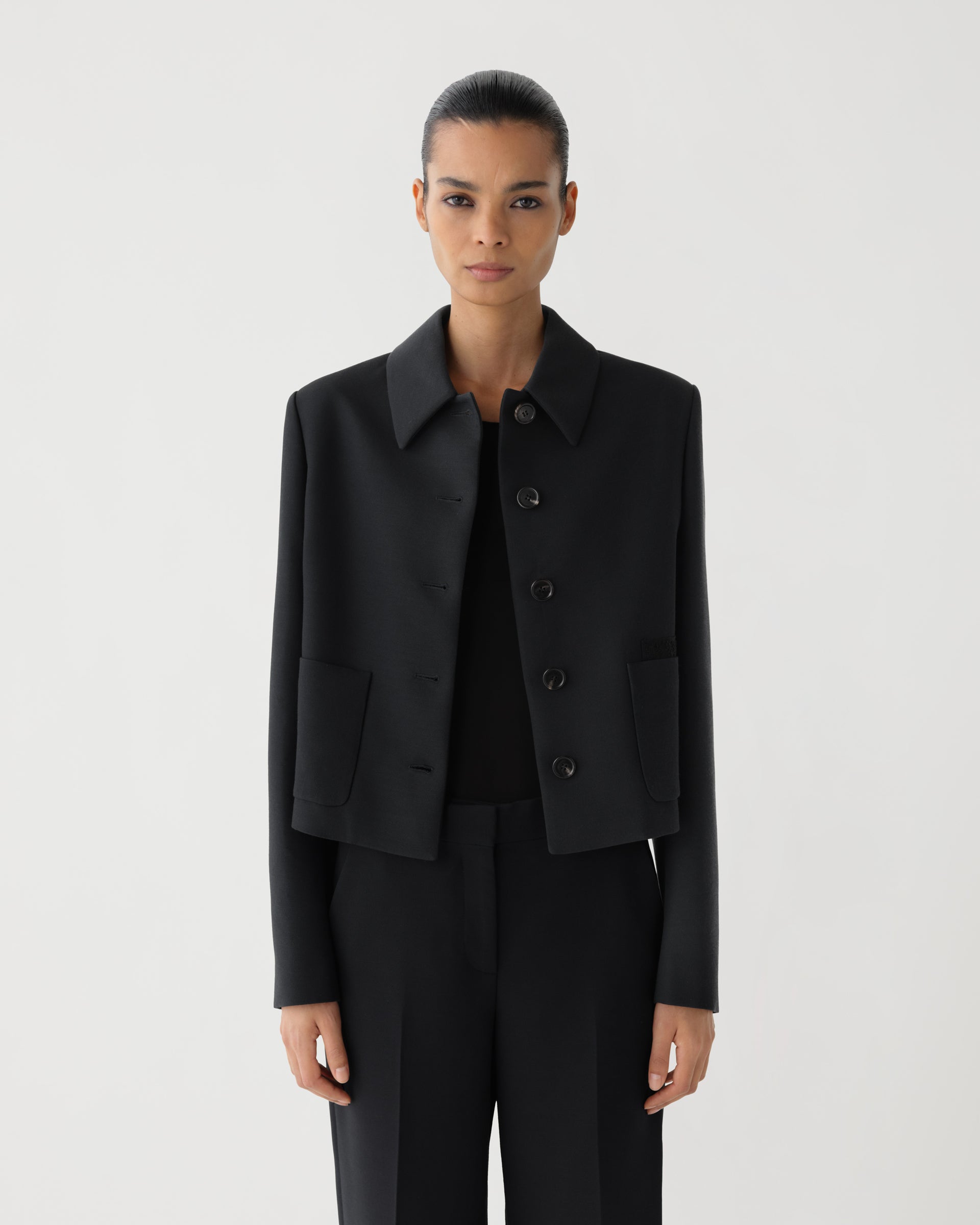 Ines Jacket in Wool Viscose, Black - Veronica De Piante