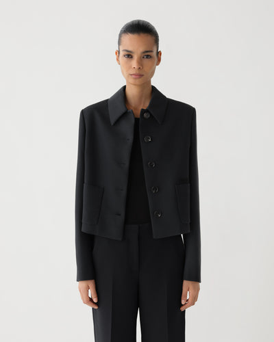 Ines Jacket in Wool Viscose, Black - Veronica De Piante
