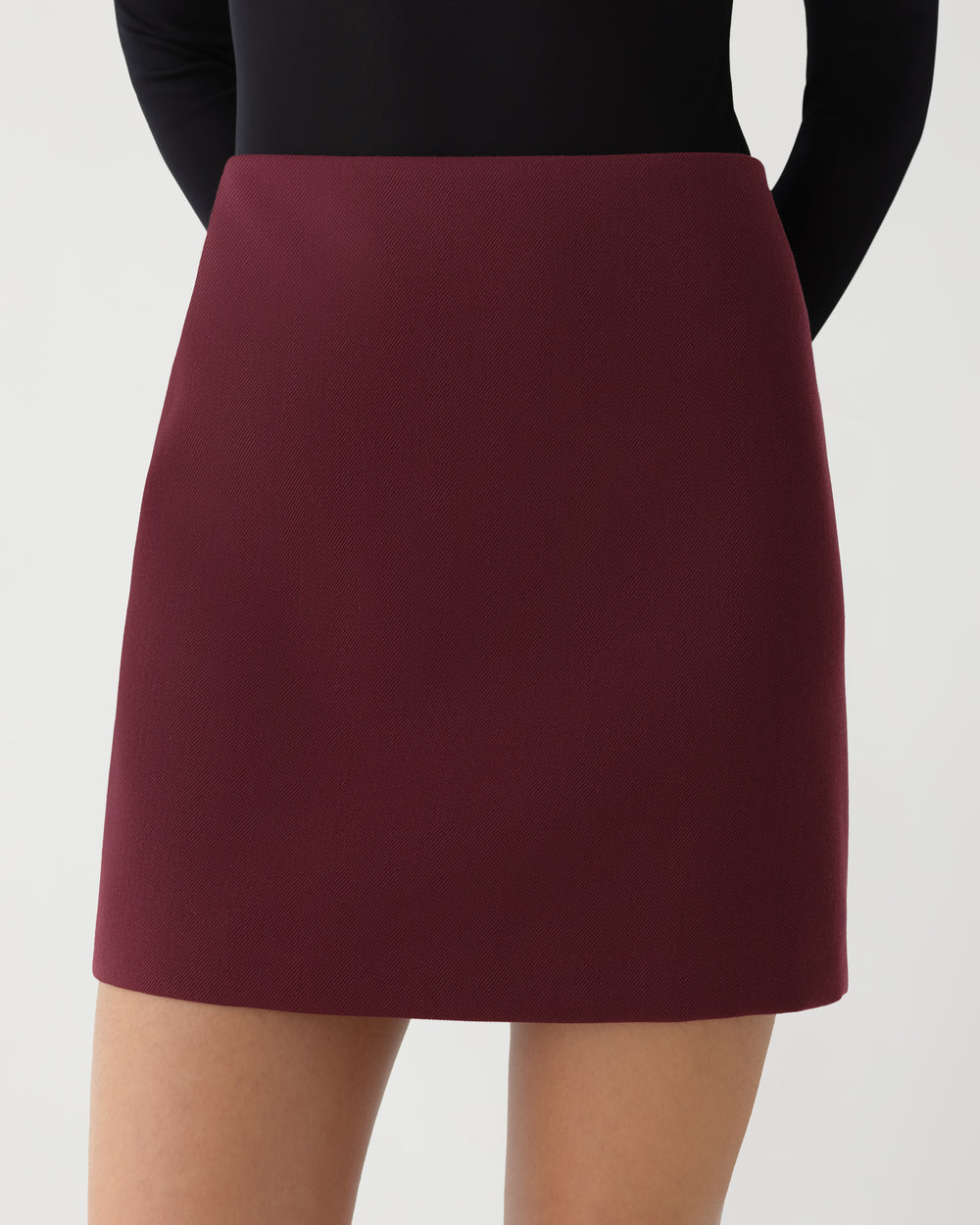 Cecily Skirt in Wool Twill, Burgundy