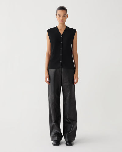 Alice Vest in Merino Wool, Black - Veronica De Piante
