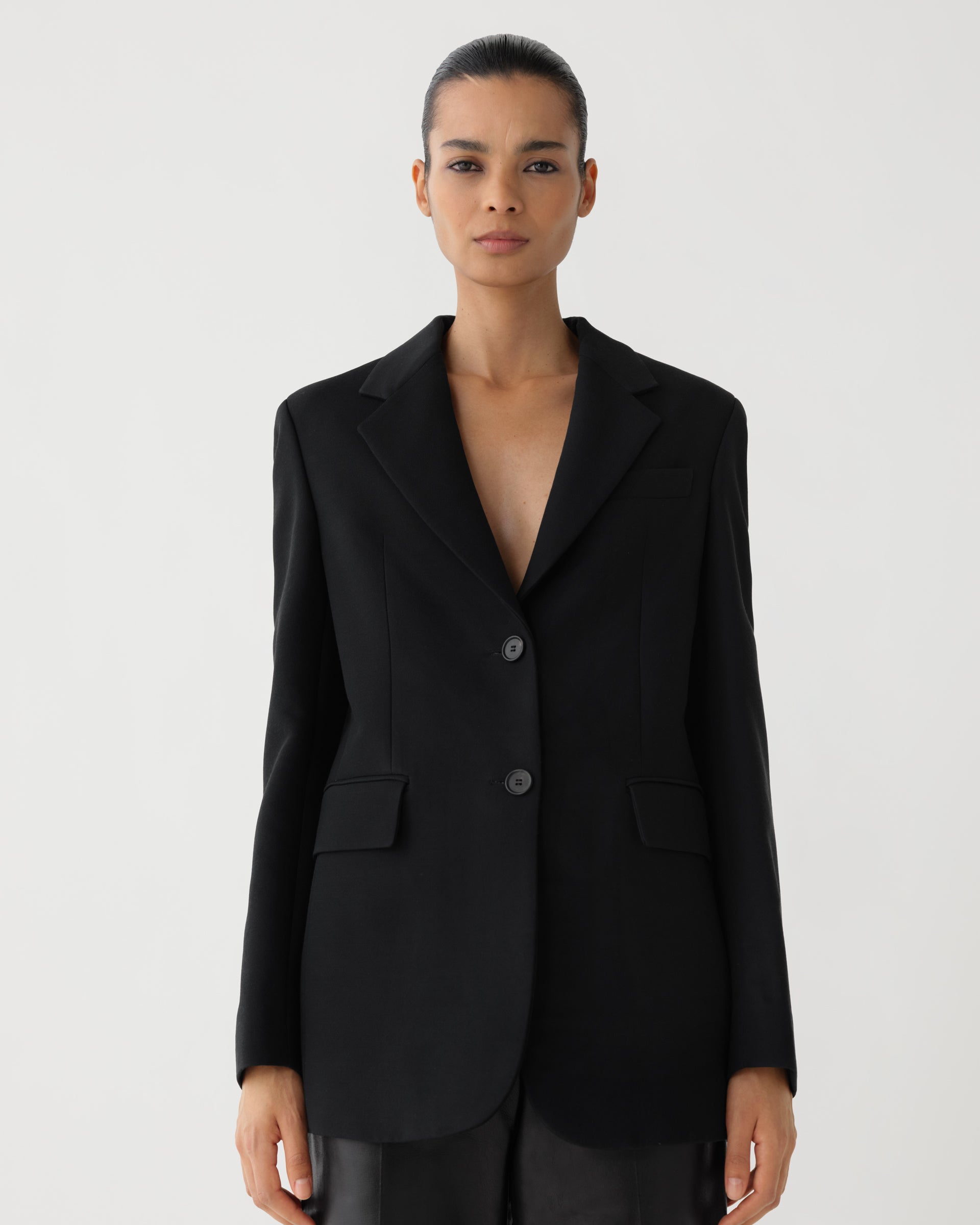 Enrico Jacket in Wool Viscose, Black