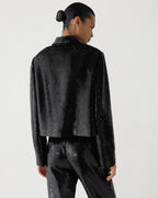 Black Ines jacket by Veronica De Piante with flat sequins, stylish coat featuring shimmering sequin details.
