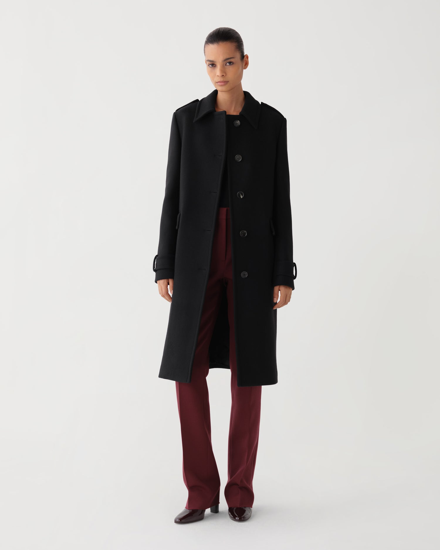 Alex Coat in Melton Wool, Black