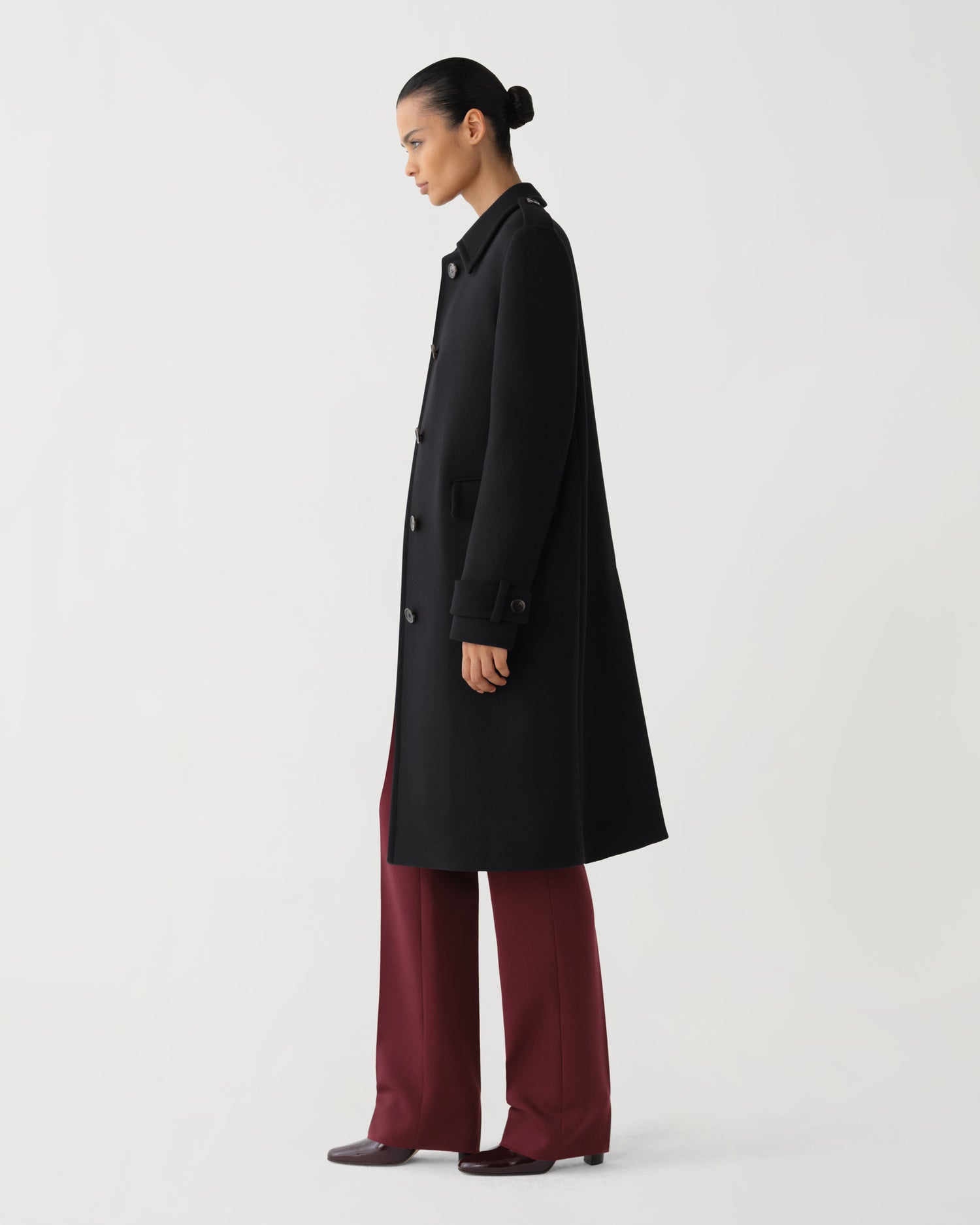 Alex Coat in Melton Wool, Black