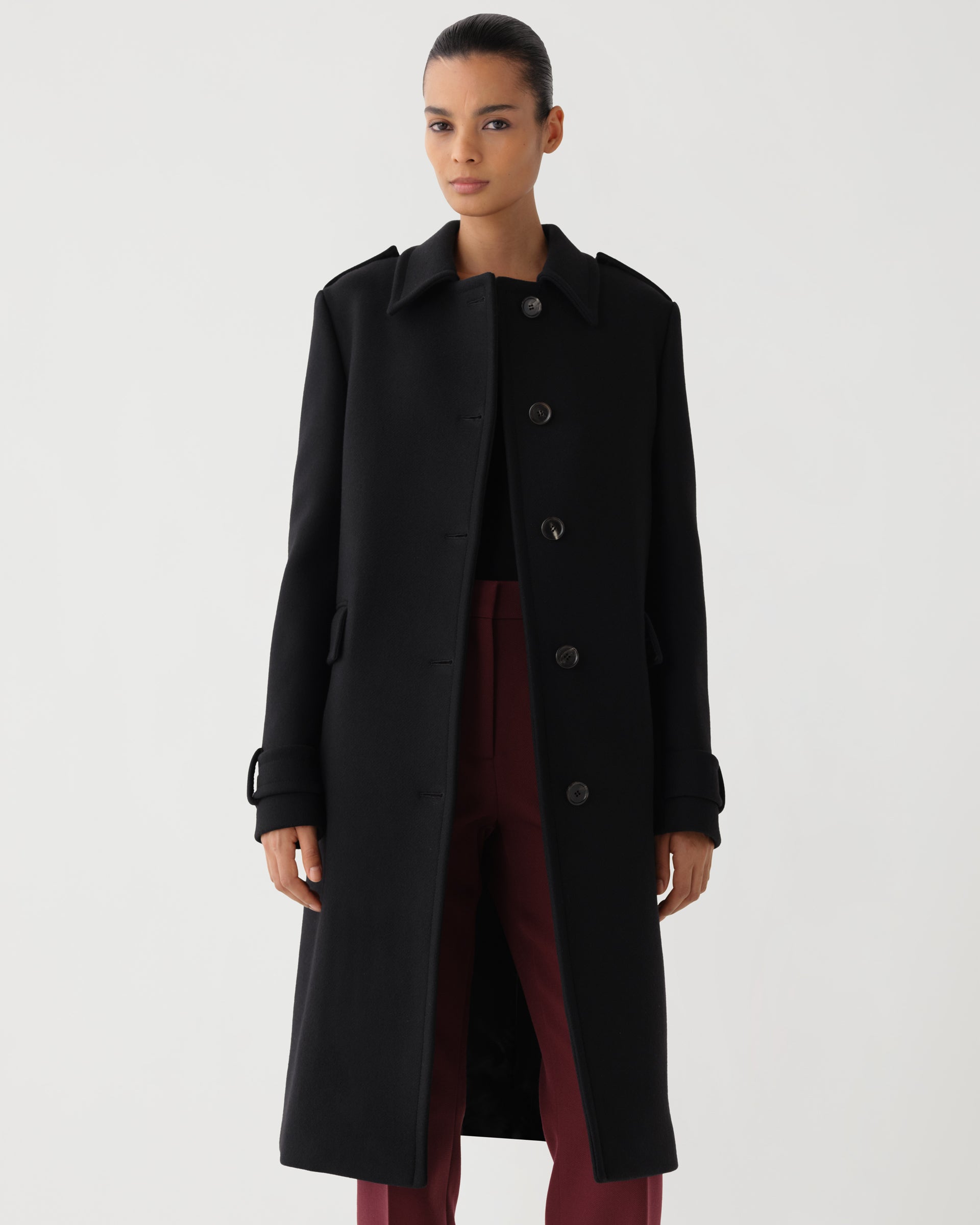 Alex Coat in Melton Wool, Black