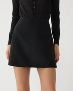Cecily Miniskirt in Wool Viscose, Black - Veronica De Piante