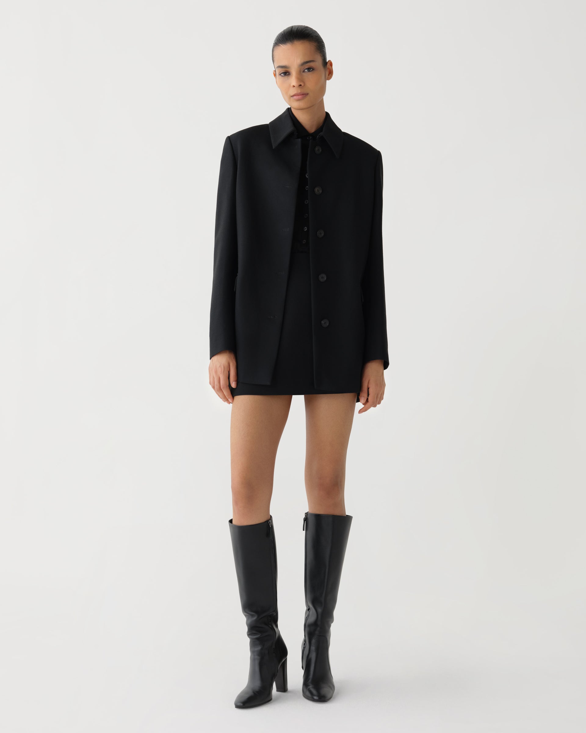 Klara Jacket in Wool Viscose, Black