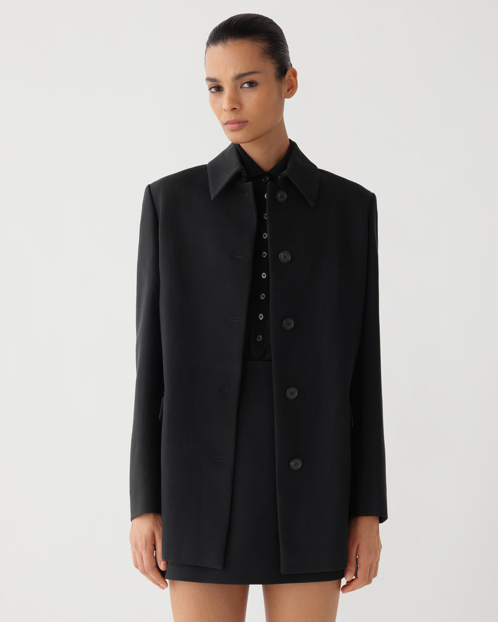 Klara Jacket in Wool Viscose, Black - Veronica De Piante