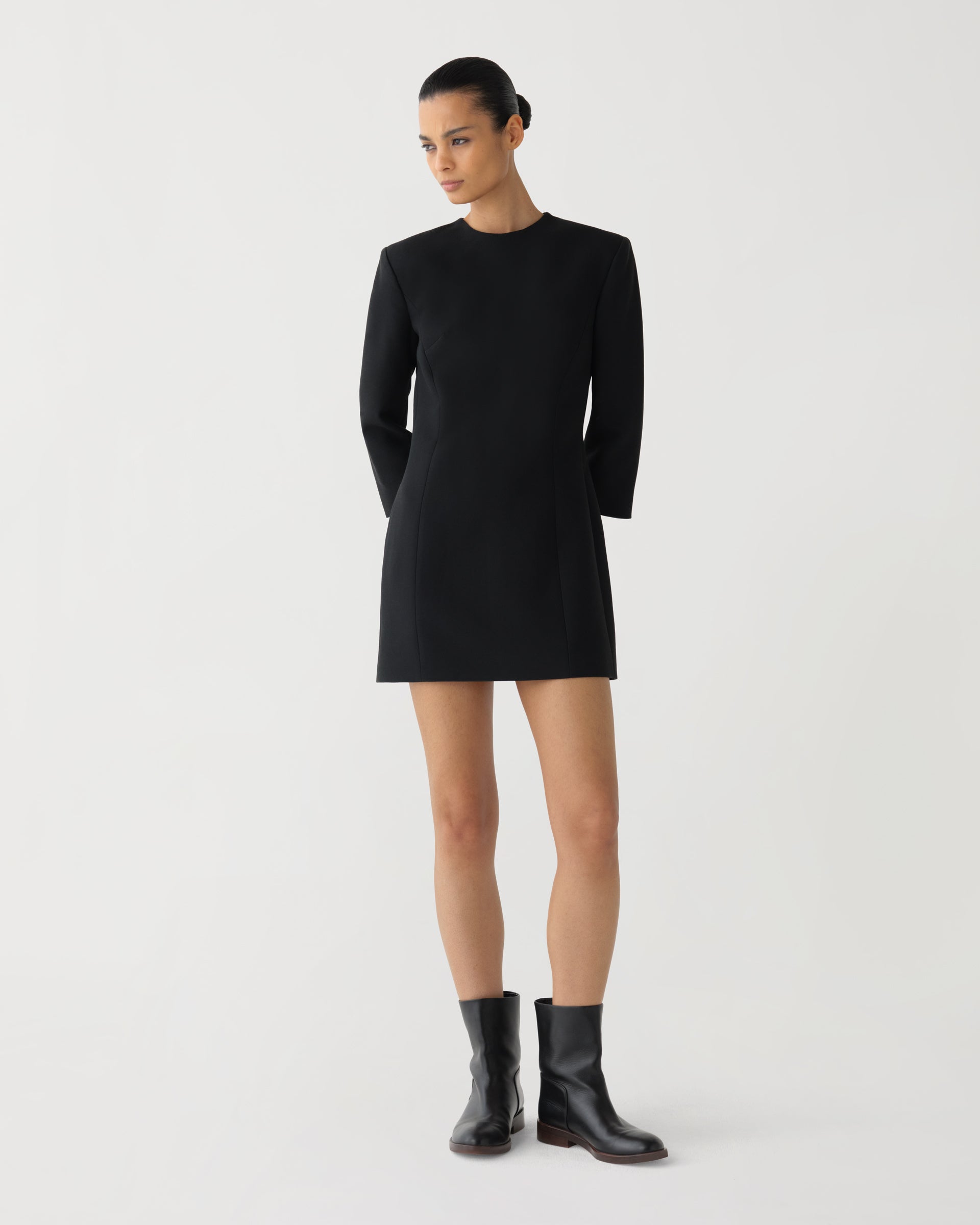 Dexter Dress in Wool Viscose, Black