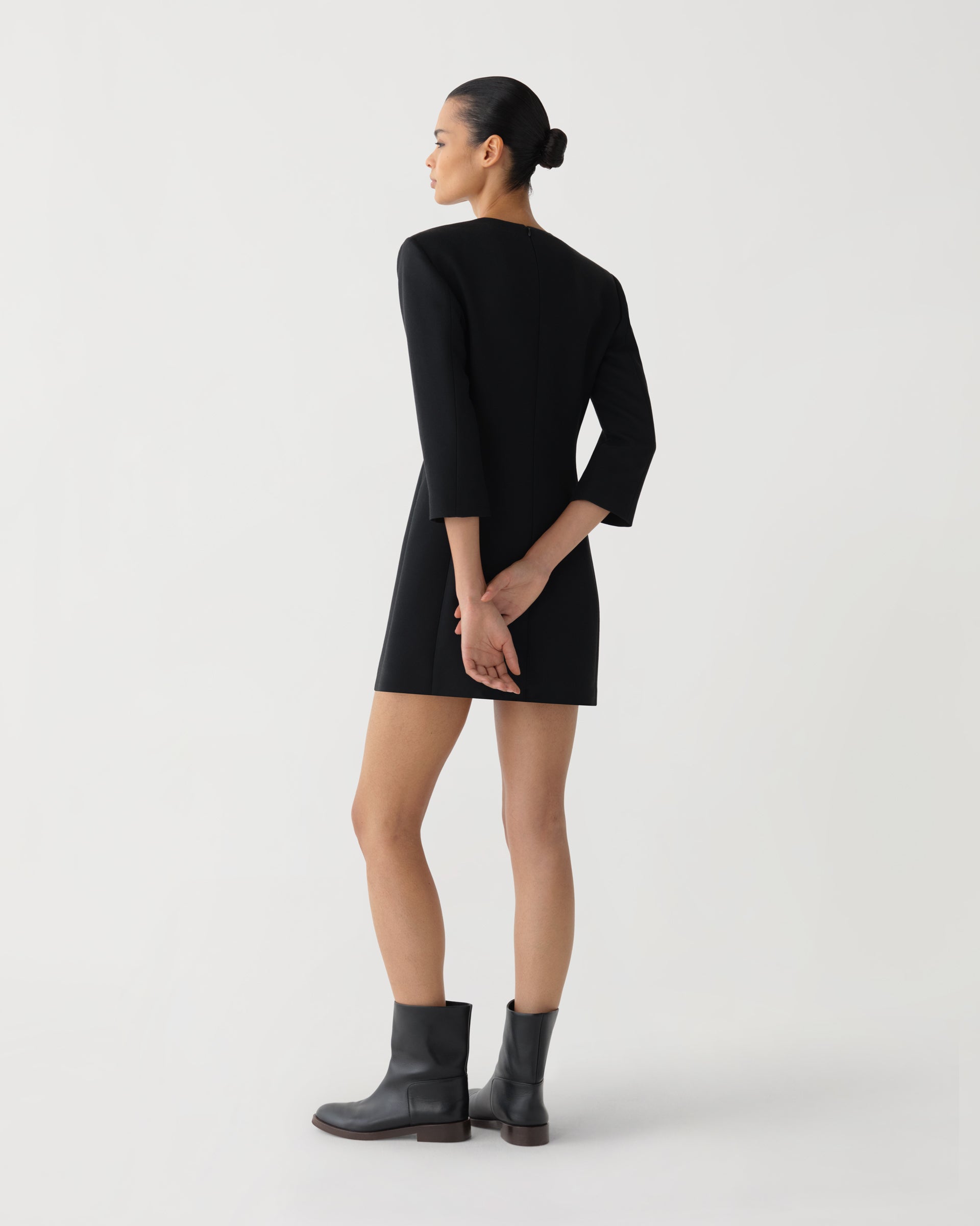 Dexter Dress in Wool Viscose, Black