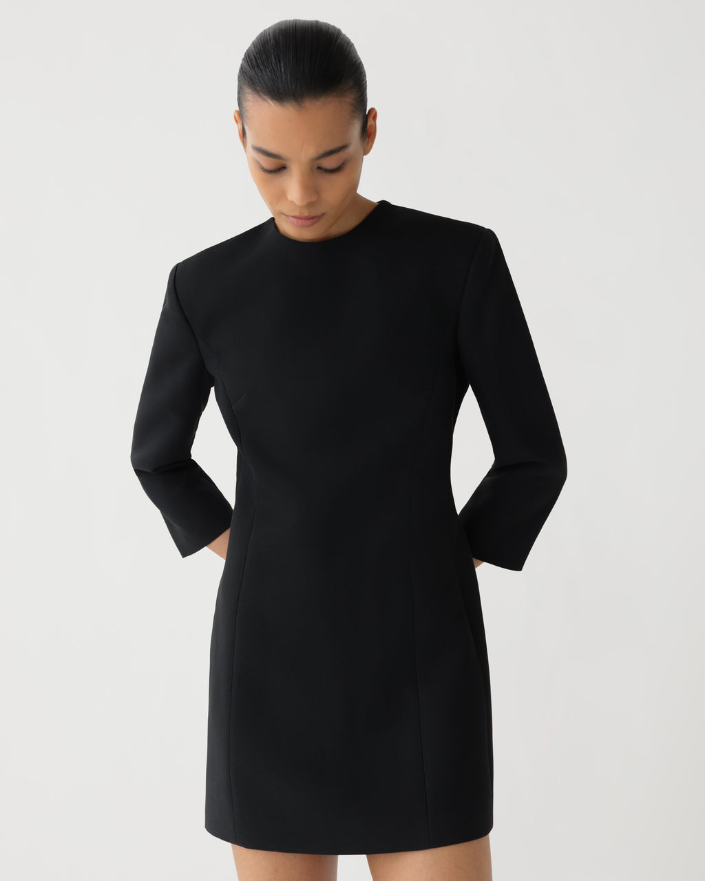 Dexter Dress in Wool Viscose, Black - Veronica De Piante