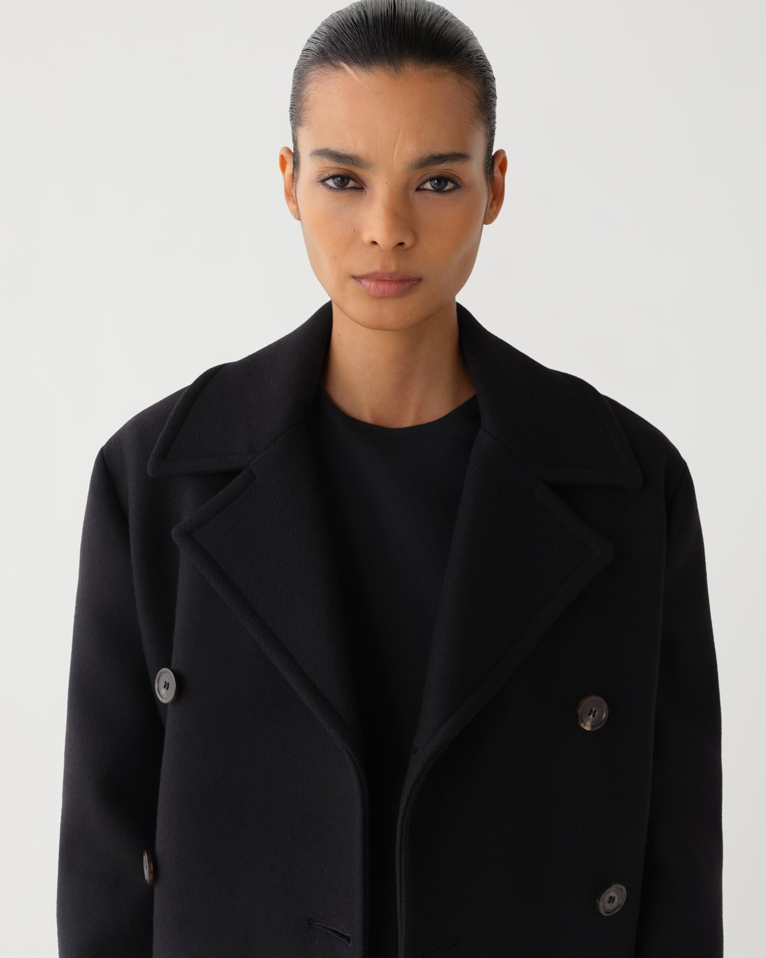 Claudia Peacoat in Melton Wool, Black