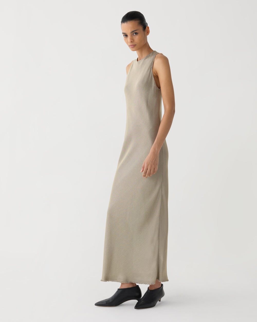 Diana Dress in Metallic Twill, Gold