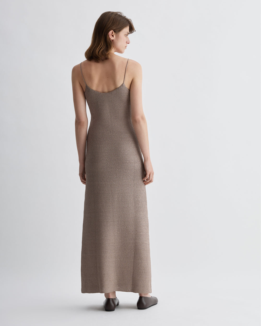 Liliana Dress in Silk Crochet, Walnut - Veronica De Piante